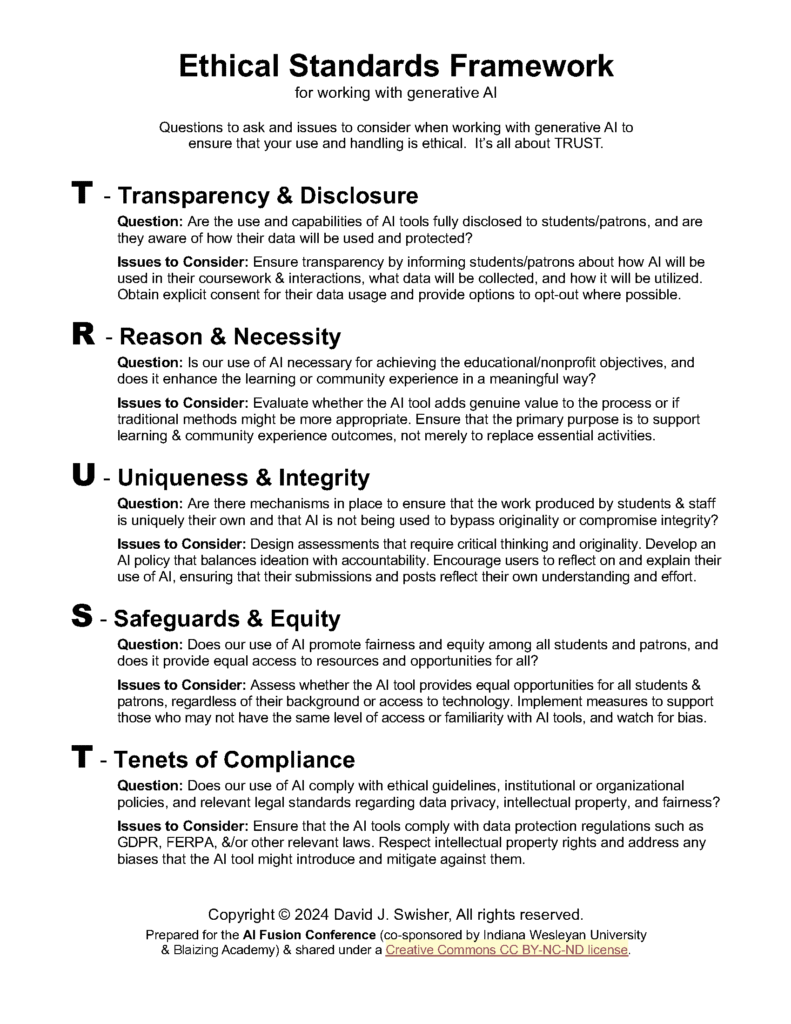 black and white image of Ethical Standards Framework for Working with GenAI