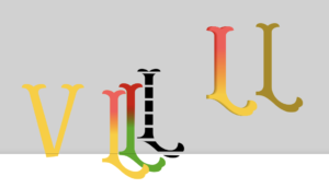 A "V" and several "L"s in different colors.