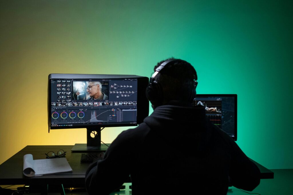 An editor at a computer