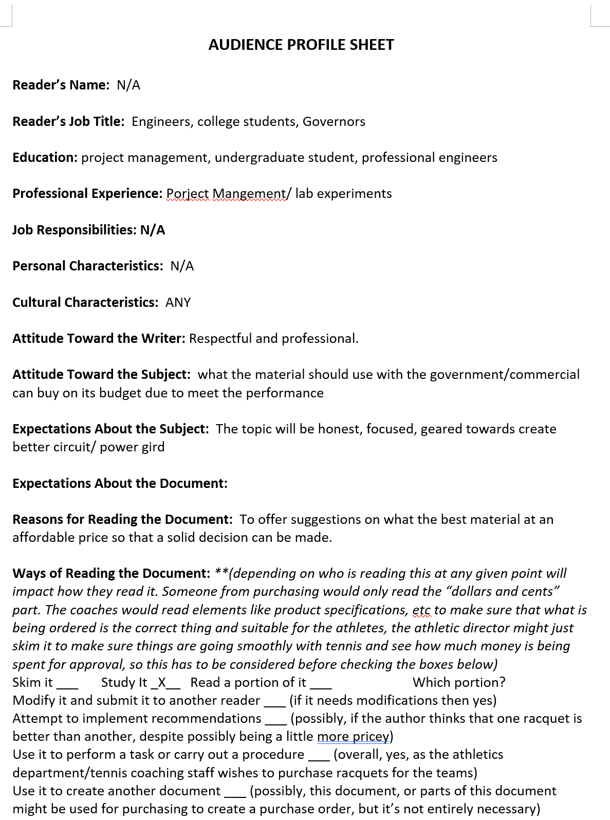 Audience – ENGL-21007 Writing for Engineers