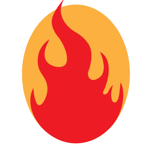 Feminist Press logo: an orange/yellowish oval with a red flame inside it