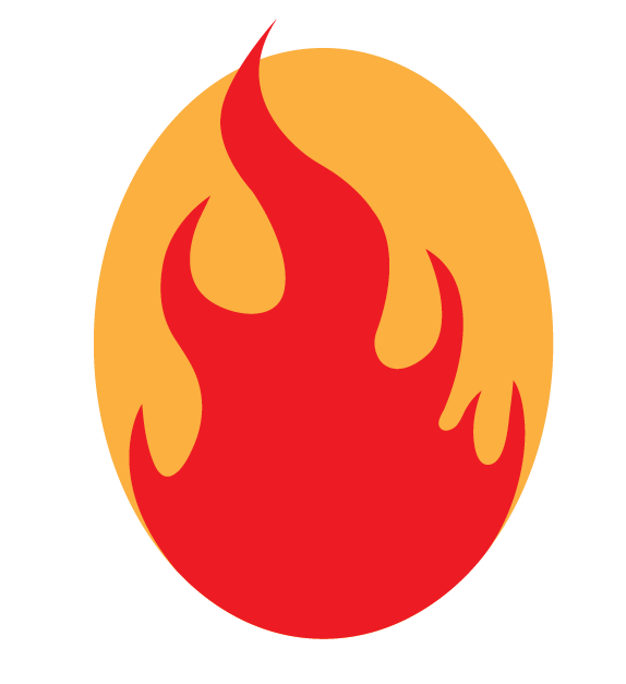 Feminist Press logo: an orange/yellowish oval with a red flame inside it