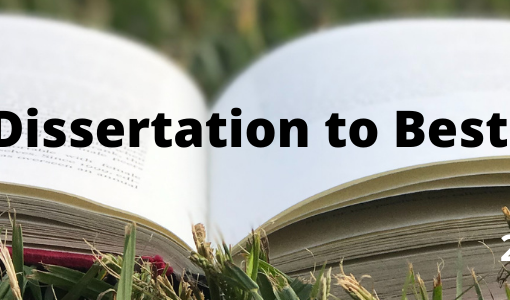 Image of book open in the grass. Text reads: "From Dissertation to Best Seller: 26 October 2021"