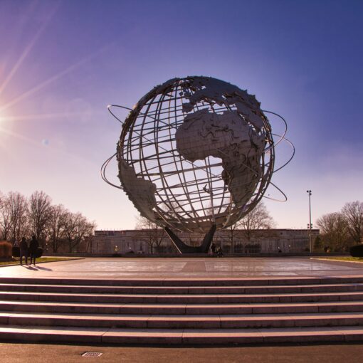 Image of the unisphere in Flushing Meadows–Corona Park in Queens, NY