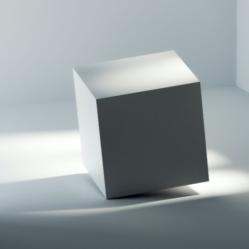 Image of a 3D box in an empty room