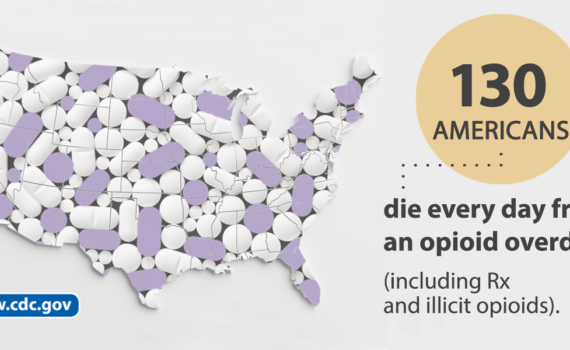 Image states "130 Americans die every day from an opioid overdose"