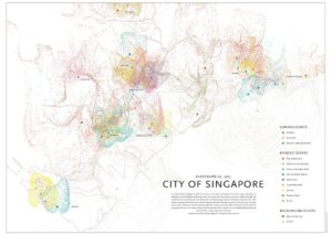 map of Singapore with different colors marking the density of certain smells