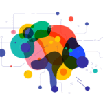 Design of a figure of a brain with different sections in different colors