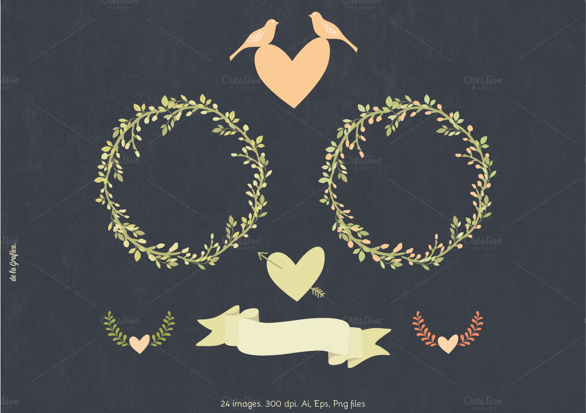 Chalkboard Wreaths Collection Illustrations on Creative Market