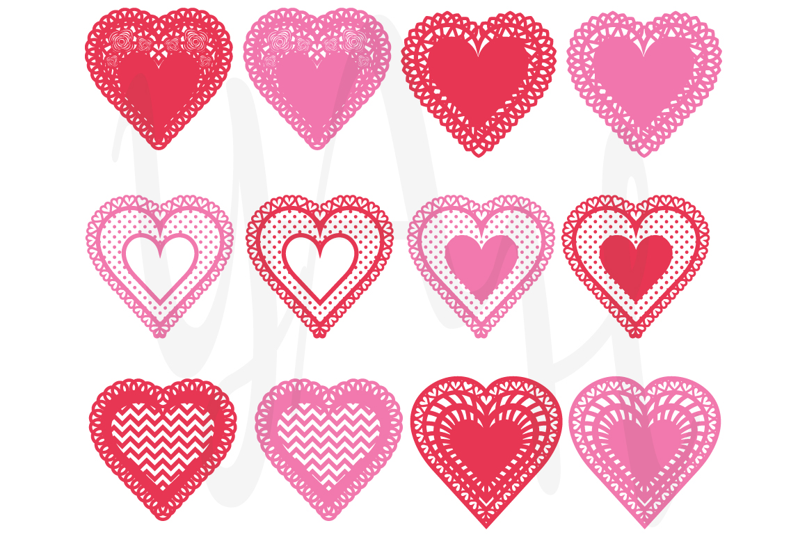 Heart Shaped Doilies Clip Art Illustrations on Creative
