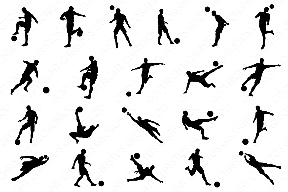 Soccer football player silhouettes ~ Illustrations on Creative Market