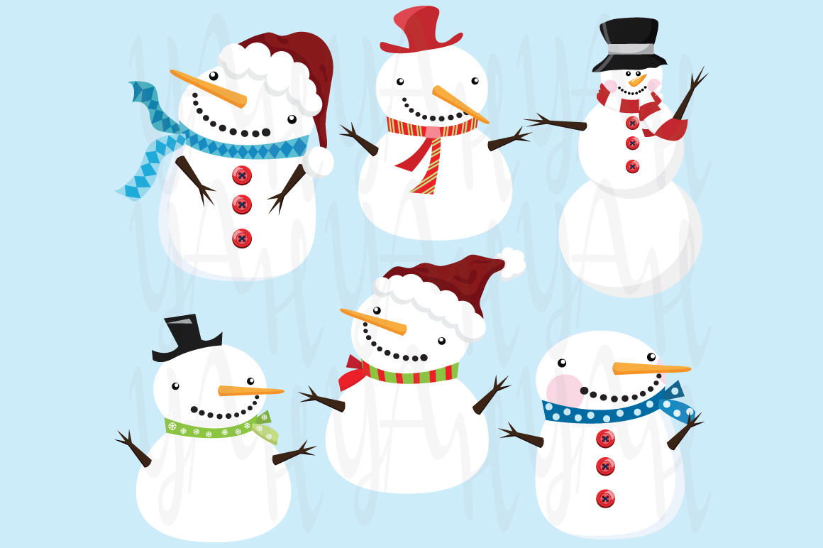 Cute Snowman Clip Art Illustrations on Creative Market