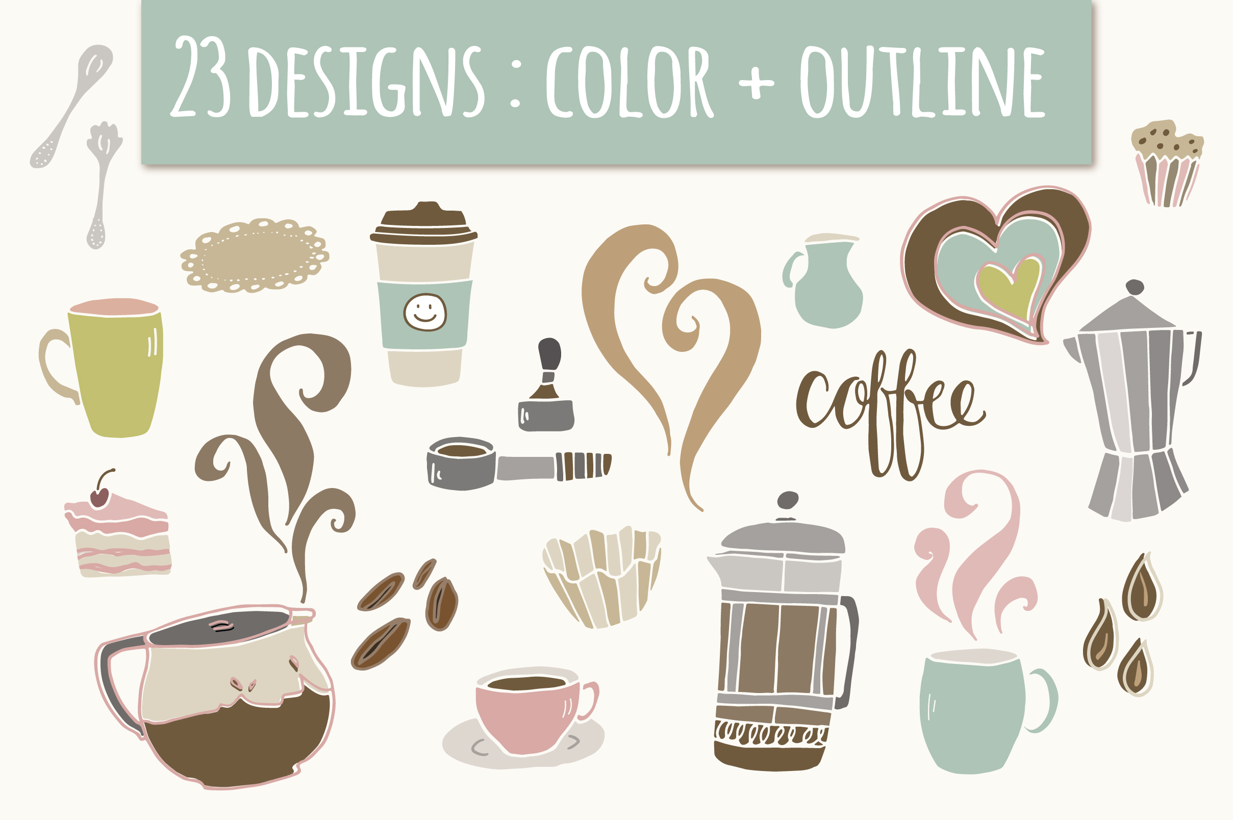 Download Cute Coffee Clip Art ~ Graphics on Creative Market