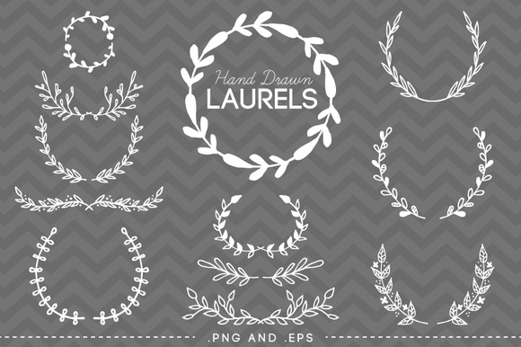 12 Hand Drawn Laurel Wreath Vector ~ Illustrations on Creative Market