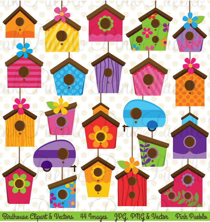 Cute Birdhouse Clipart and Vectors Illustrations on Creative Market