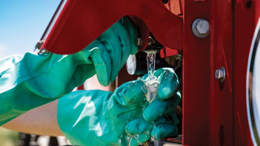 The Case IH Patriot 50 series sprayer features an exclusive tip-wash station to provide an easy, accessible way for operators to clean off spray tips.