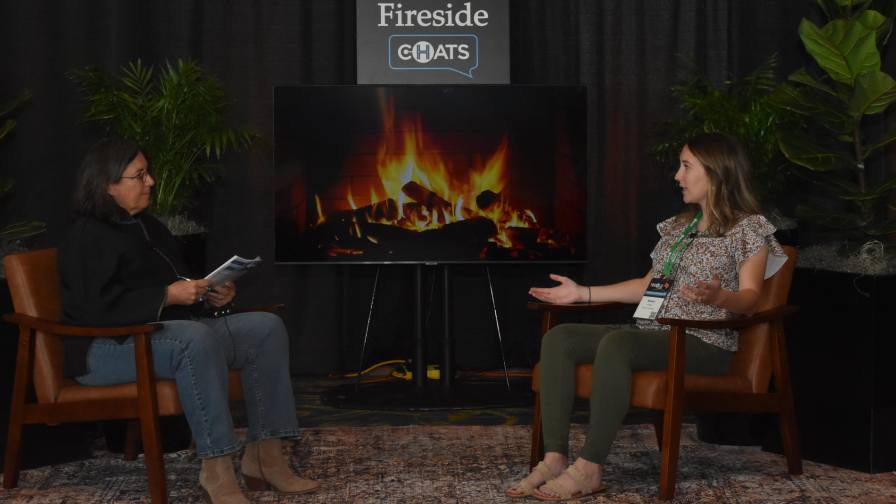 Makala Krieger (right), Agronomy Intern Lead at Keystone Cooperative,, joined CropLife Editor Lara Sowinski for a Fireside Chat at the 2025 Tech Hub LIVE in Des Moines, IA.