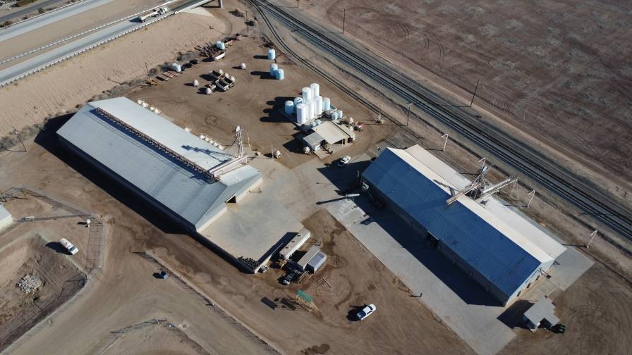An aerial view of Brawley, CA-based Rockwood Ag Services.