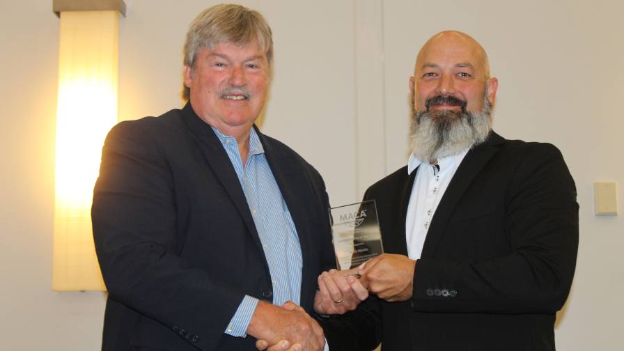 Industry Vision Award Recipient Mark Ripato (left) with newly elected MACA President Aaron Deardorff.