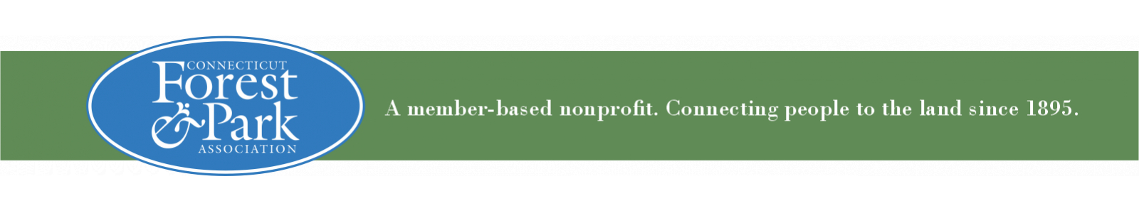 Conneticut Forest & Park Association. A green banner contains the text 