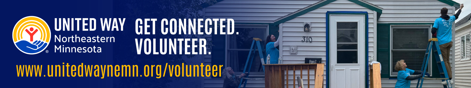 Photos of volunteers wearing shirts that say 