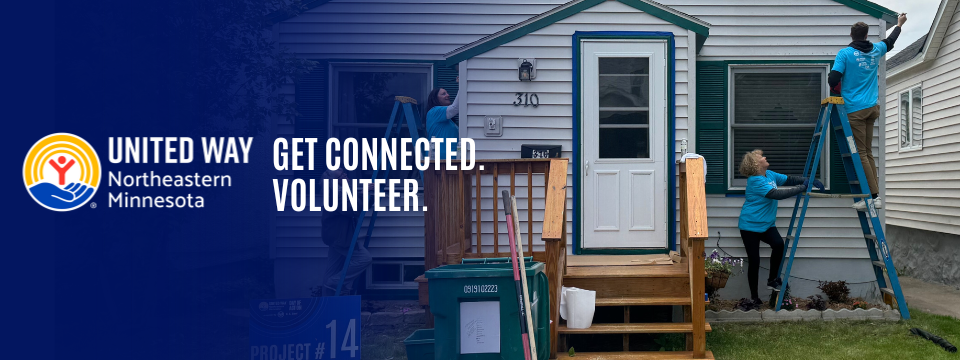 Photos of volunteers wearing shirts that say 