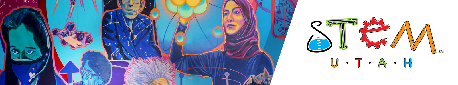 STEM Action Center logo and a picture of our STEM mural.