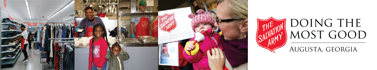 banner shows different volunteer opportunities within The Salvation Army of Augusta