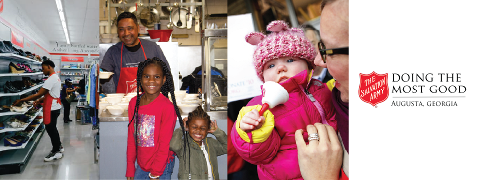 banner shows different volunteer opportunities within The Salvation Army of Augusta