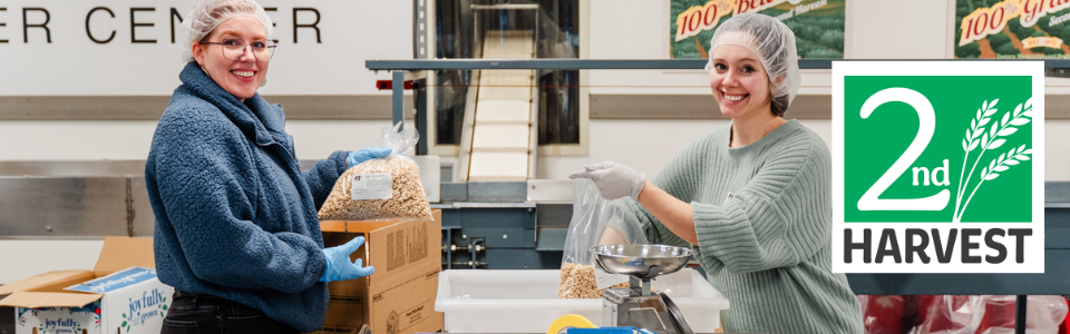 Second Harvest logo overlayed on image of wheat field. 
