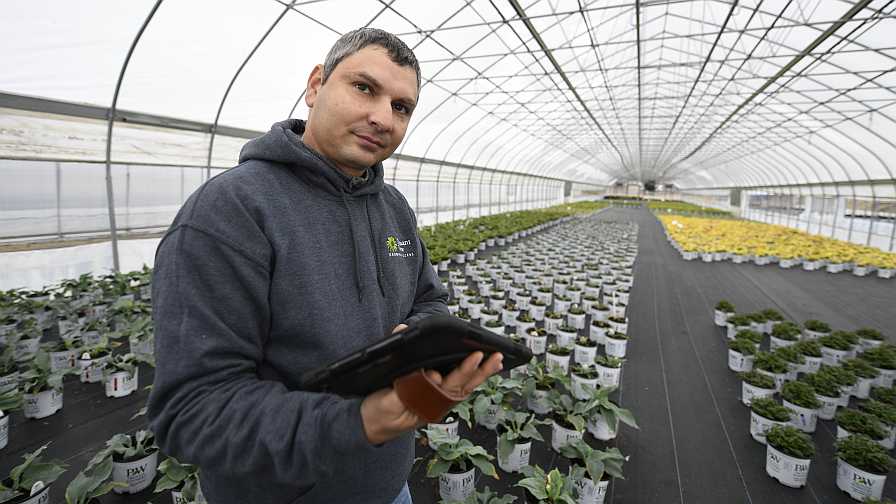 Aleski Yosifov in the greenhouse
