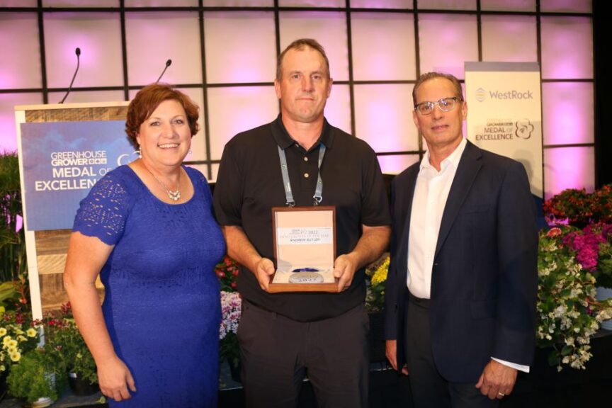 Butler w/ Greenhouse Grower Editor Janeen Wright and WestRock's Rick Vulgamott