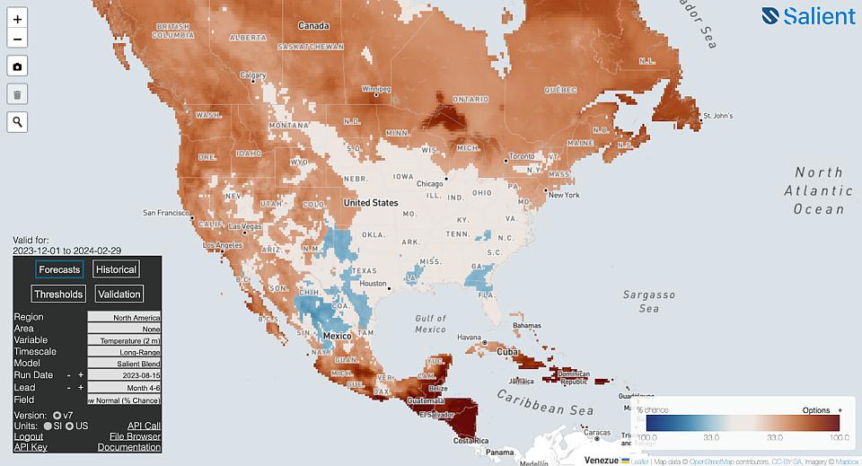 Salient temperature prediction map for winter 2023-2024