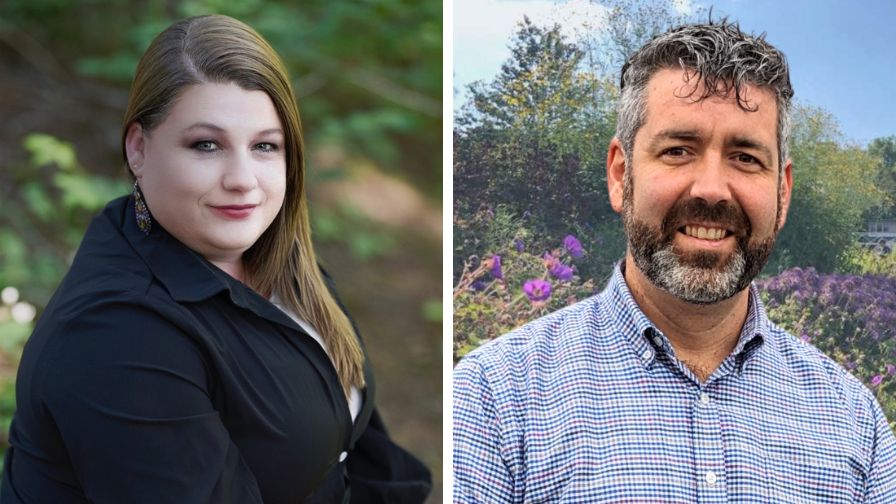 Katie Miller of Dümmen Orange (left) and Justin Wisniewski of Must Have Perennials (right)