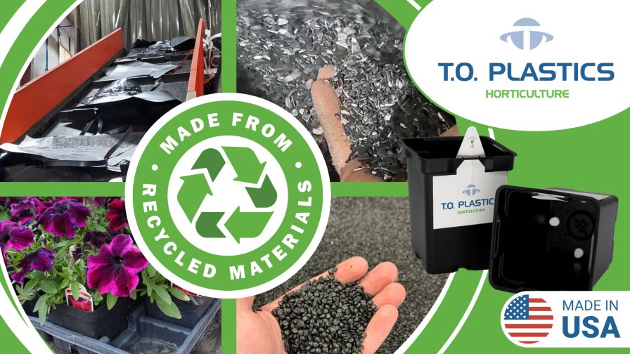 T.O. Plastics horticulture, environmental, and sustainability recycling banner graphic