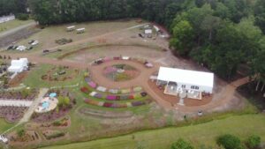 Overhead drone shot of the Gardens of Southeastern North Carolina, the 11th Proven Winners Signature Garden