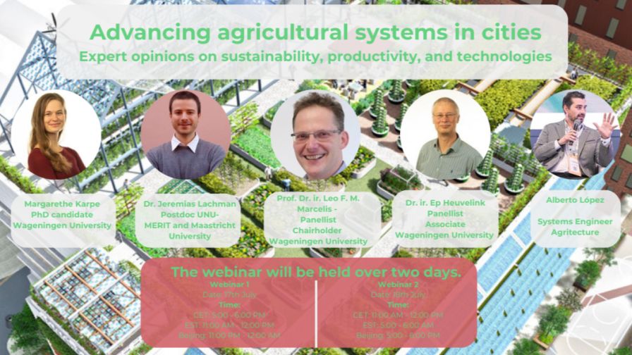 "Advancing Agricultural Systems in Cities" webinar graphic from Agritecture on urban agriculture production