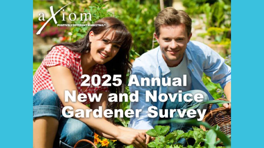Graphic for the 2025 New and Novice Gardener Survey from Axiom Marketing.