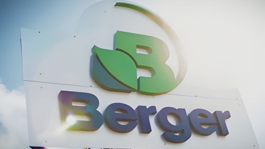 Berger logo on building.