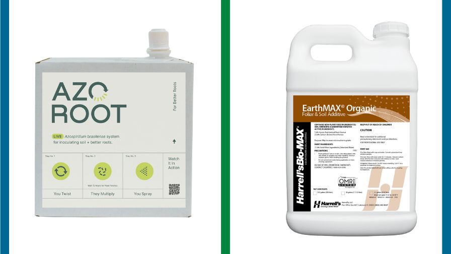 Azo Root (left) and EarthMAX Organic (right), used in the study on poinsettias.