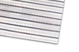 Phormium hybrid shade screens combine aluminum and white yarns for their energy saving and heat-reflective properties.