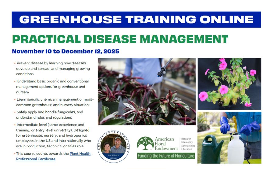2025 Greenhouse Training Online - 'Practical Disease Management'.