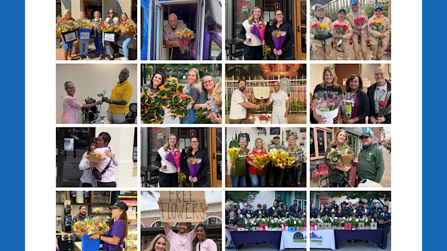 A photo collage from the Petal It Forward event.