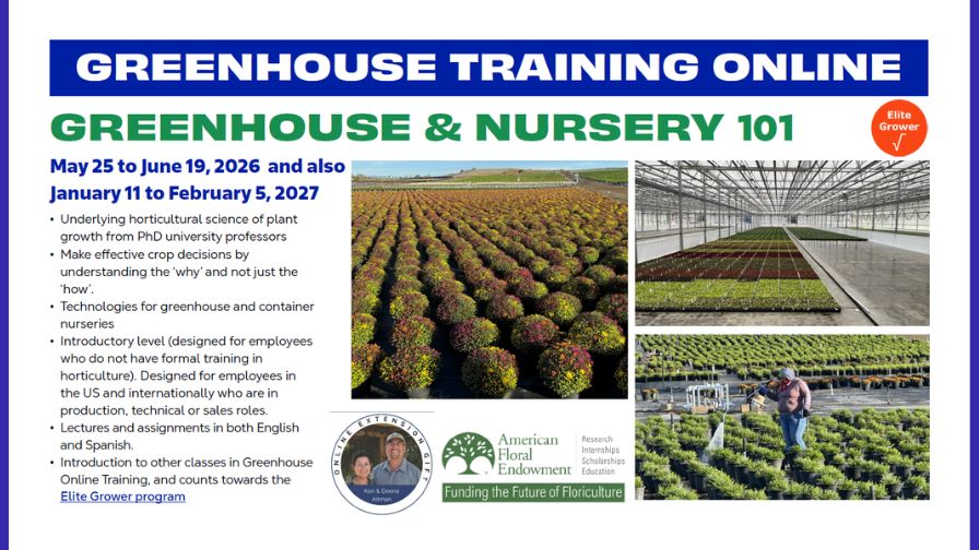2026 Greenhouse Training Online — "Greenhouse & Nursery 101".