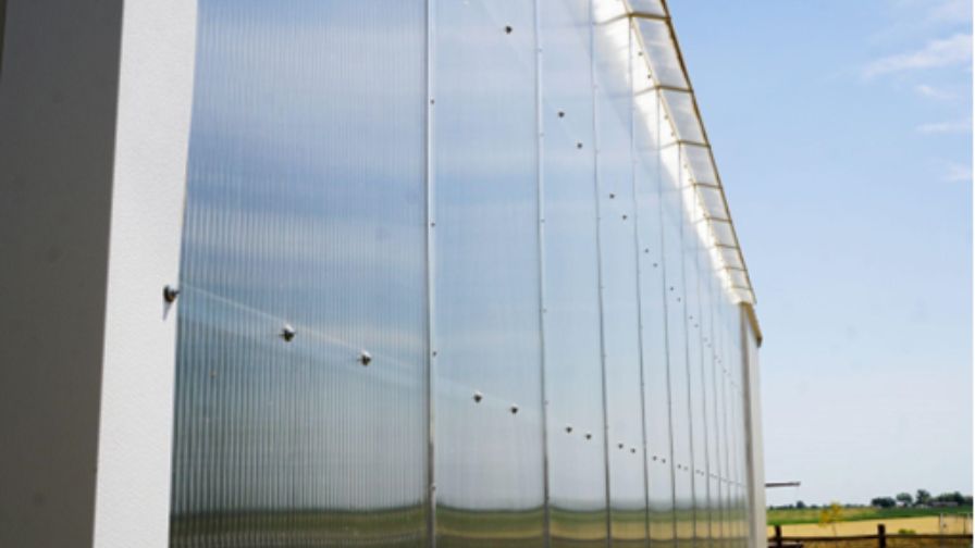 Triple-wall polycarbonate south wall.