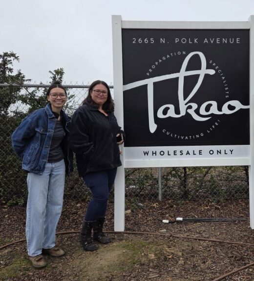 Kate Worrell, R&D Grower at Kawahara Nurseries Inc. (left) and Jill Bobbit, Trial Coordinator at Kawahara Nurseries Inc