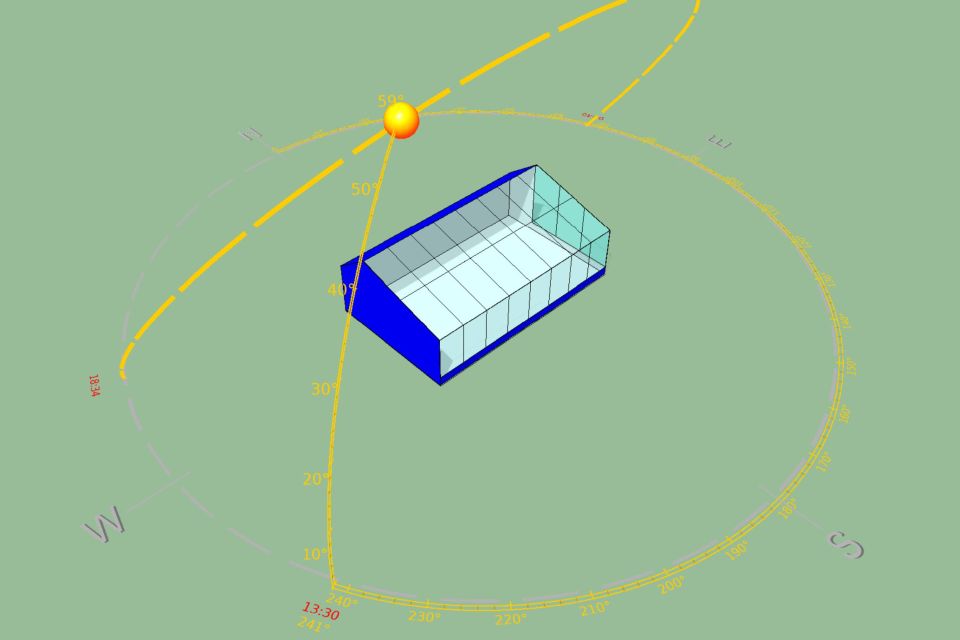 Light analysis of a Ceres greenhouse