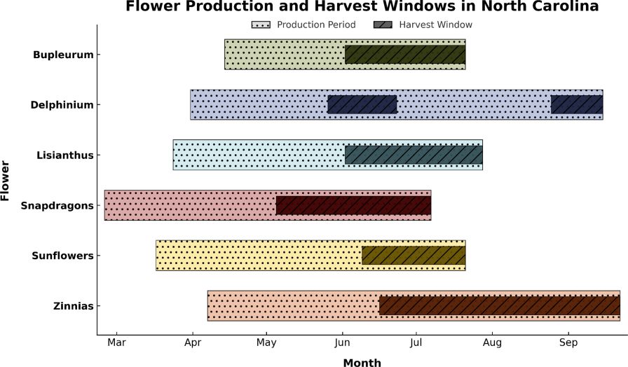 Flower Production and Harvest Windows in North Carolina