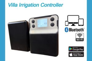The Villa Irrigation Controller offers flexibility and ease of use in irrigation management by allowing programming directly on the unit, through a Bluetooth-enabled smartphone app, or over the internet via a web browser.