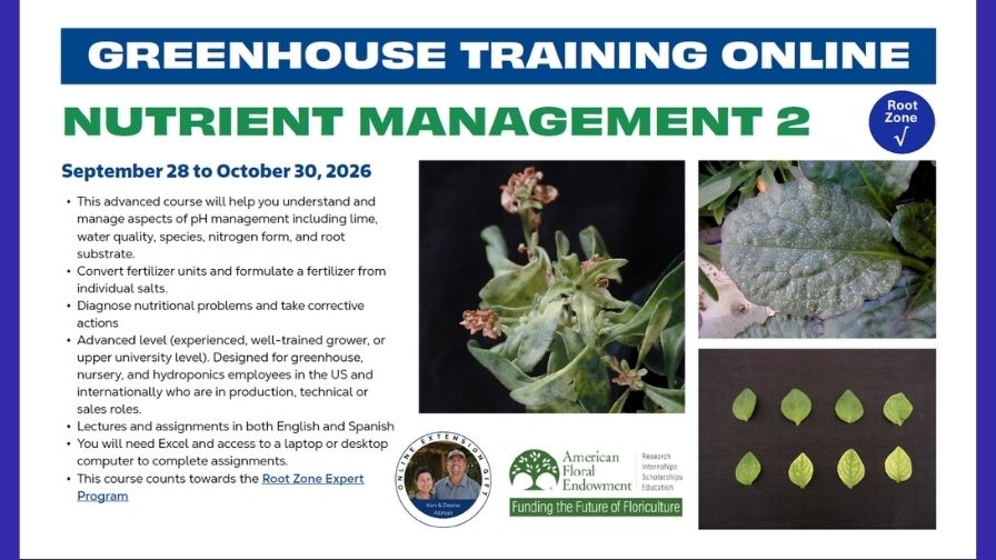 2026 Greenhouse Training Online — "Nutrient Management 2".